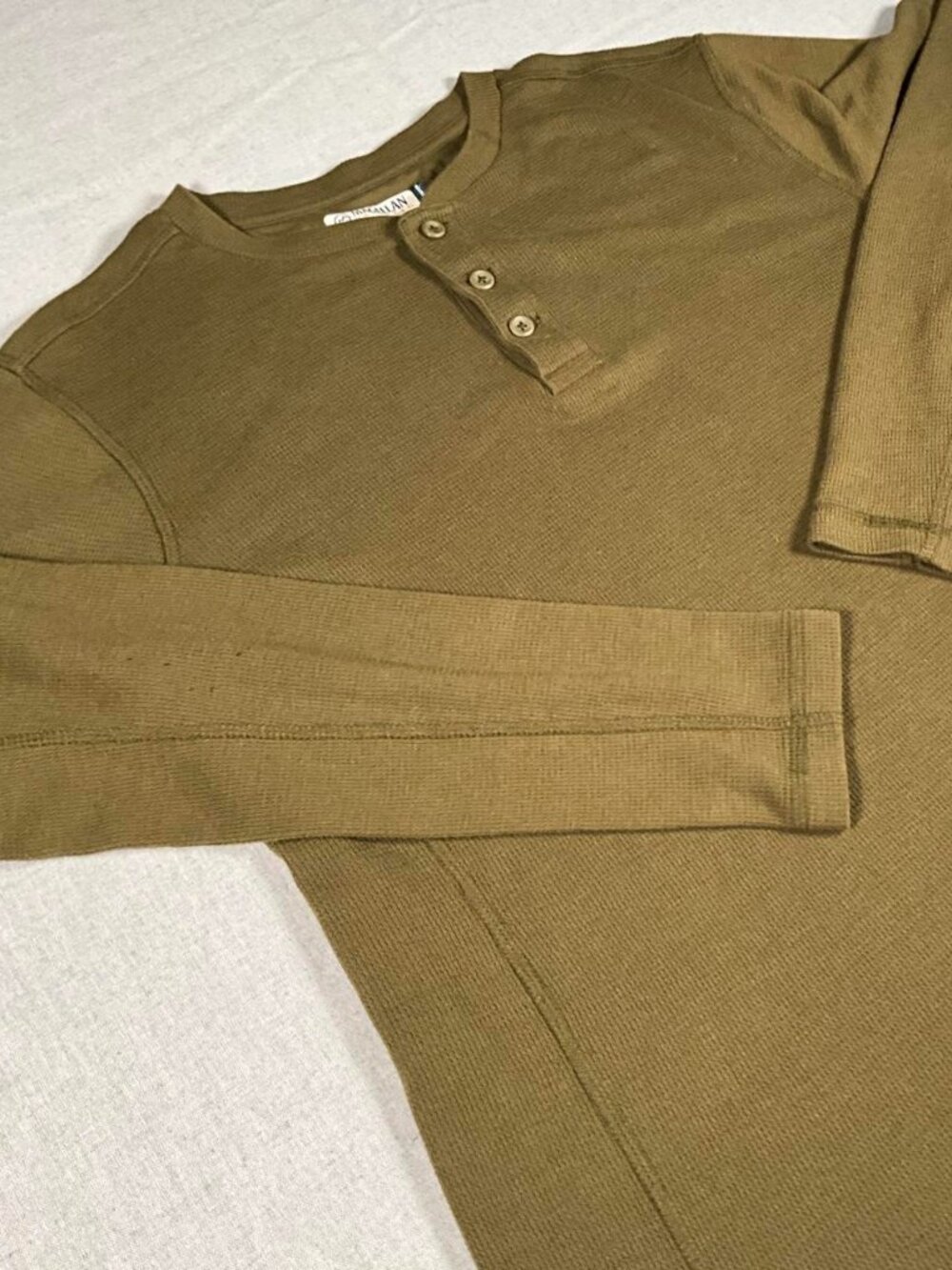 Mens Magellan Outdoors Base Camp Dark Khaki Thermal Long Sleeve Shirt (Small)